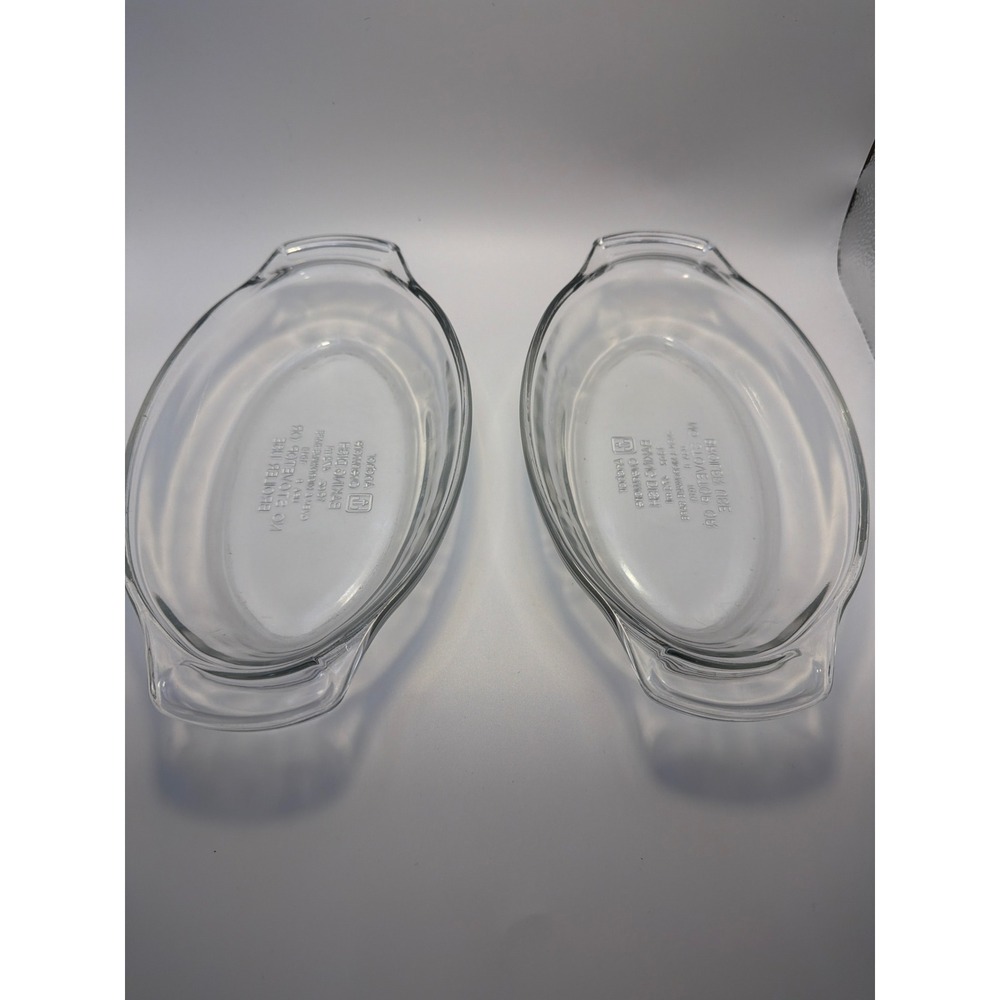 Anchor Hocking Clear Glass Oval Baking Dish Set of 2 16oz Casserole 1016 USA